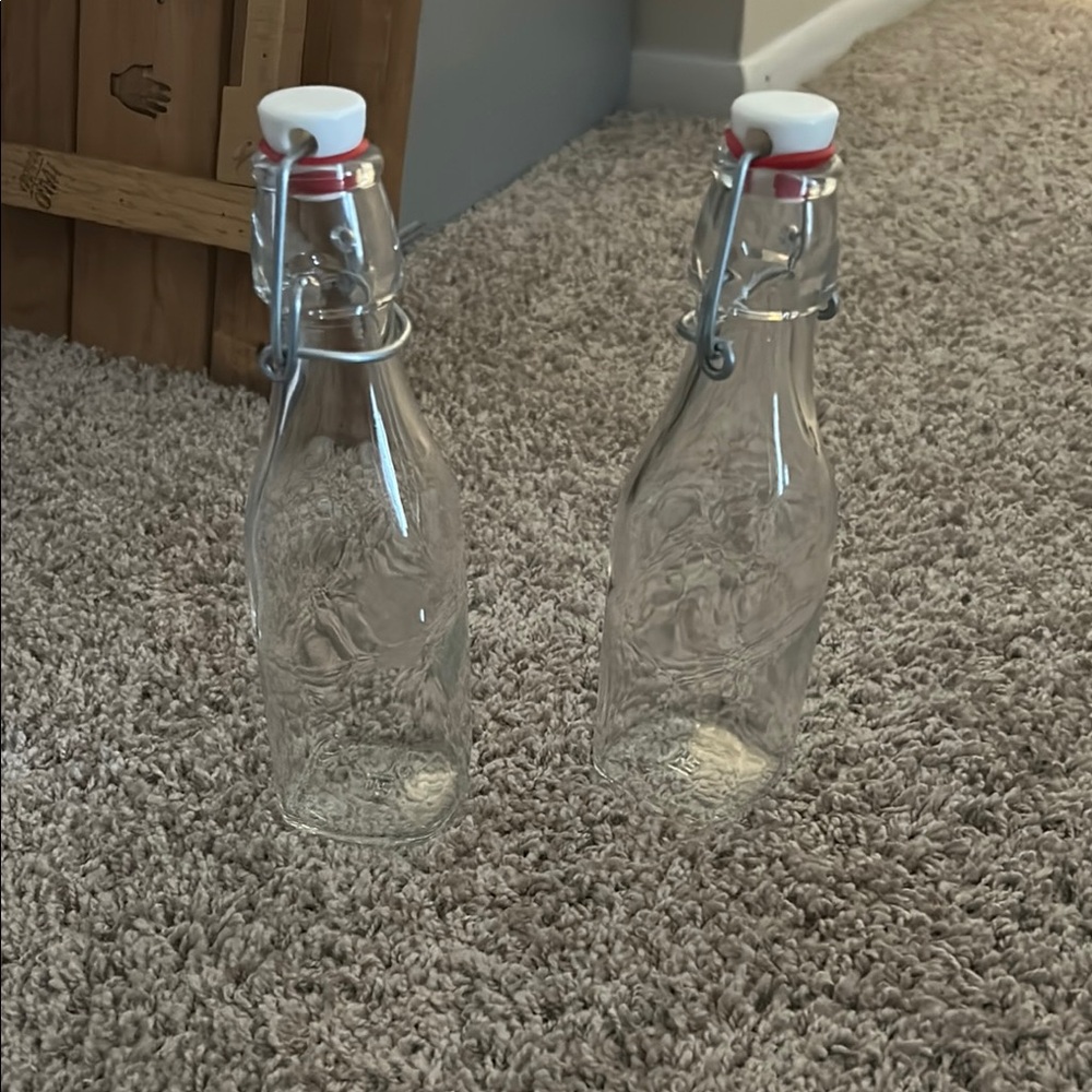 White Ceramic Water Bottles with Swing-Top Lids